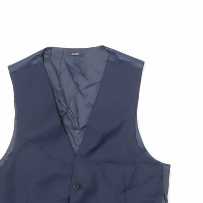 Autograph Mens Blue Wool Jacket Suit Waistcoat Size 40 Regular
