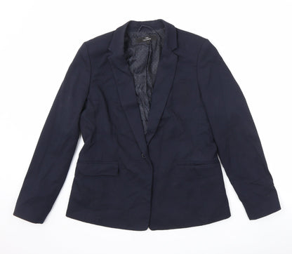 NEXT Womens Blue Polyester Jacket Suit Jacket Size 14