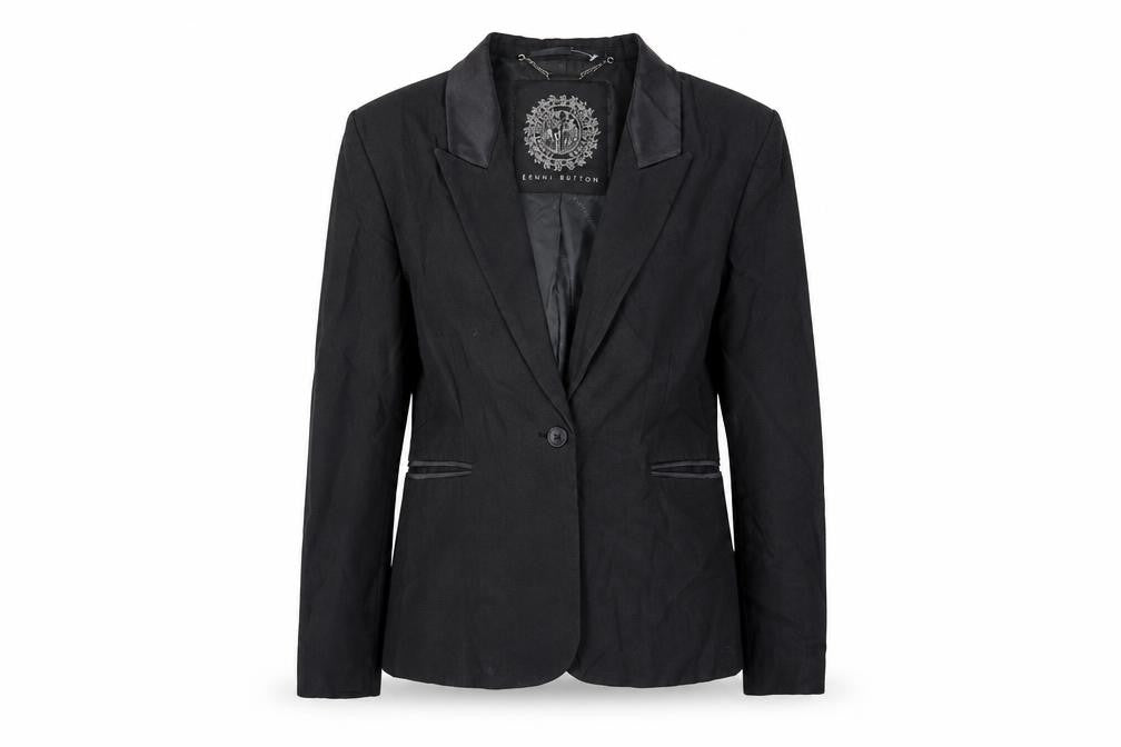 Jenni Button Womens Black Polyester Jacket Blazer Size 8