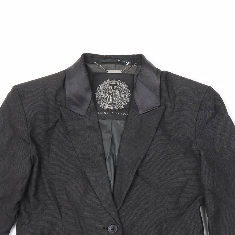 Jenni Button Womens Black Polyester Jacket Blazer Size 8