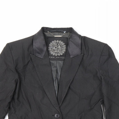 Jenni Button Womens Black Polyester Jacket Blazer Size 8