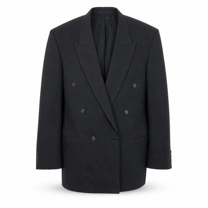Cormann Mens Black Striped Polyester Jacket Suit Jacket Size 40 Regular