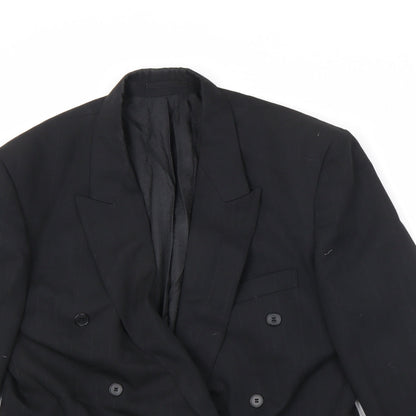 Cormann Mens Black Striped Polyester Jacket Suit Jacket Size 40 Regular