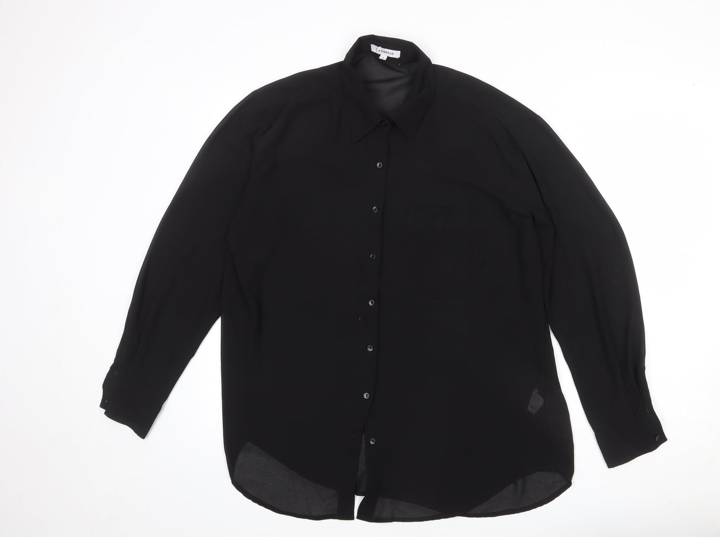 Glamorous Womens Black Polyester Basic Button-Up Size S Collared