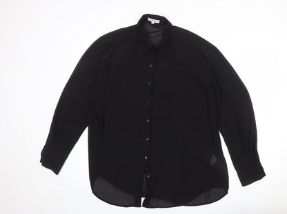 Glamorous Womens Black Polyester Basic Button-Up Size S Collared