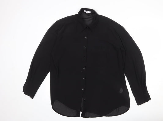 Glamorous Womens Black Polyester Basic Button-Up Size S Collared