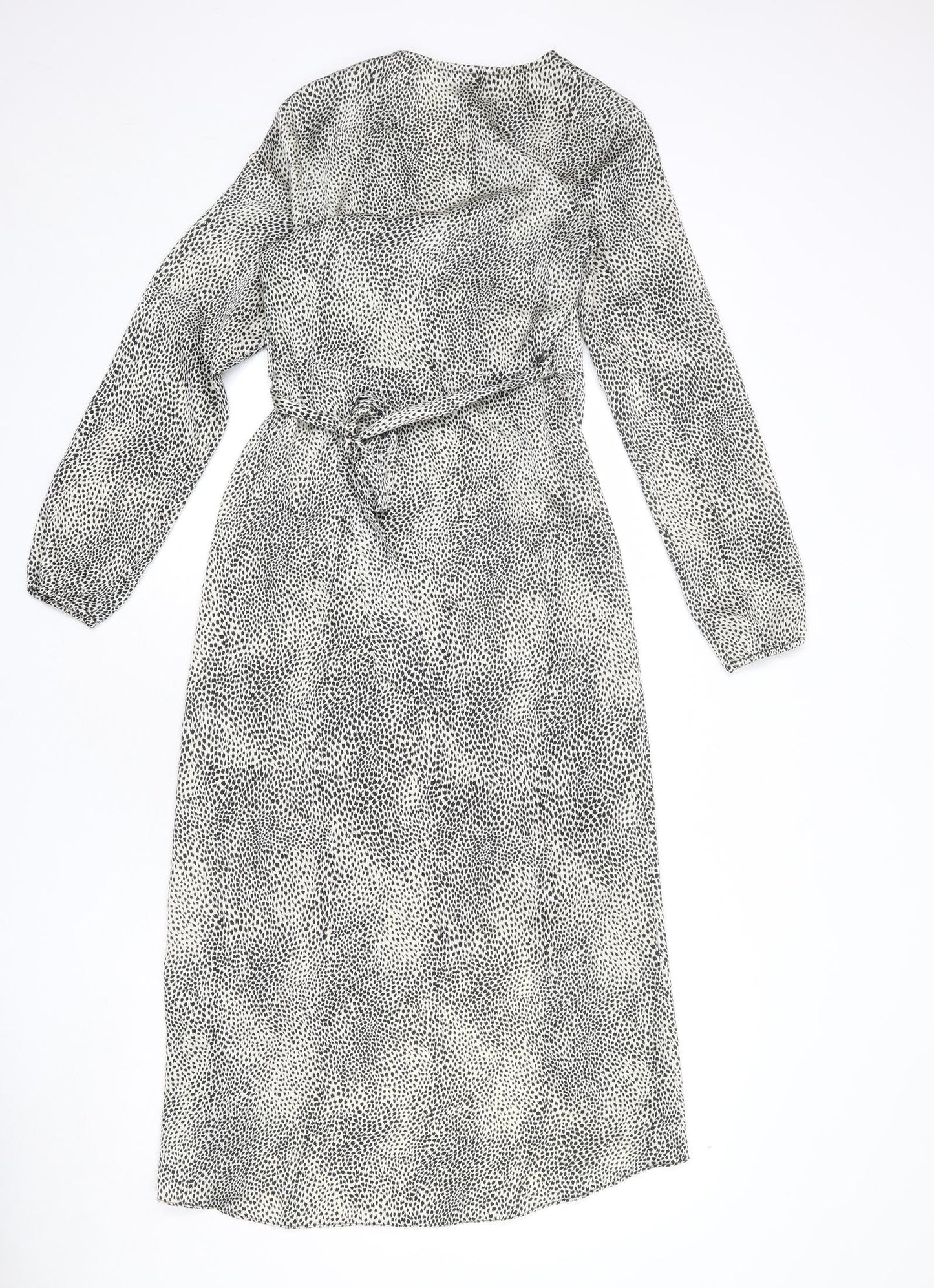 Lipsy Womens Beige Animal Print Polyester Wrap Dress Size 8 V-Neck Tie