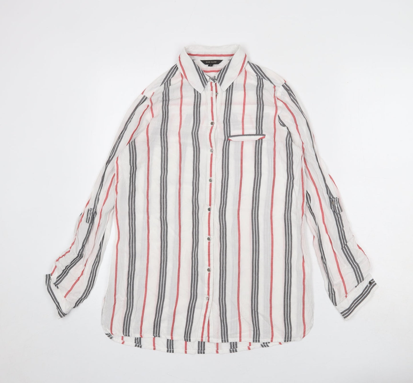 Womens UK Size 6 River Island White Basic Button-Up
