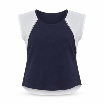 Pagani Womens Blue Polyester Basic T-Shirt Size S Round Neck
