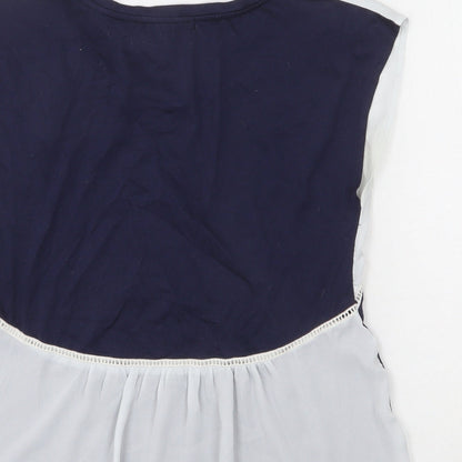 Pagani Womens Blue Polyester Basic T-Shirt Size S Round Neck