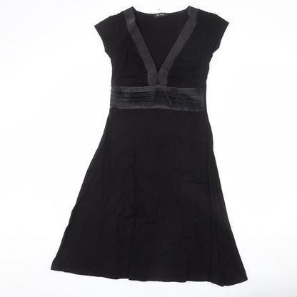 ORSAY Womens Black Viscose A-Line Size 10 V-Neck Pullover - Frills