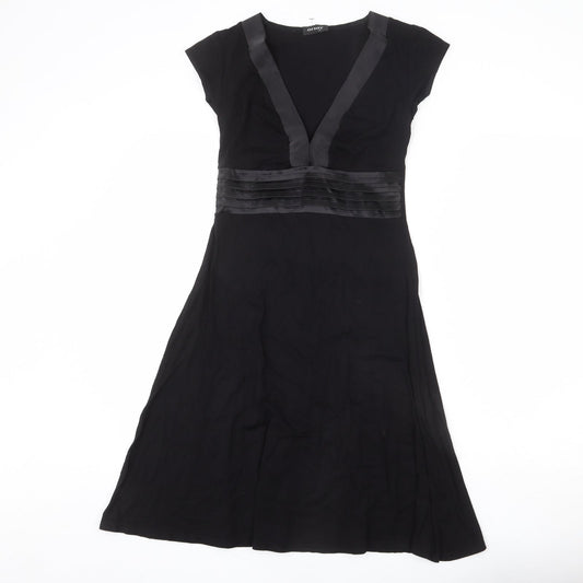 ORSAY Womens Black Viscose A-Line Size 10 V-Neck Pullover - Frills