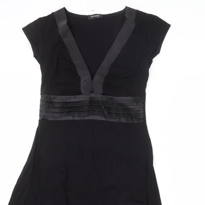 ORSAY Womens Black Viscose A-Line Size 10 V-Neck Pullover - Frills