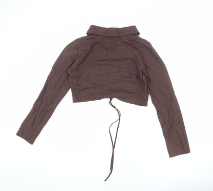 Womens UK Size M Zara Brown Cropped T-Shirt