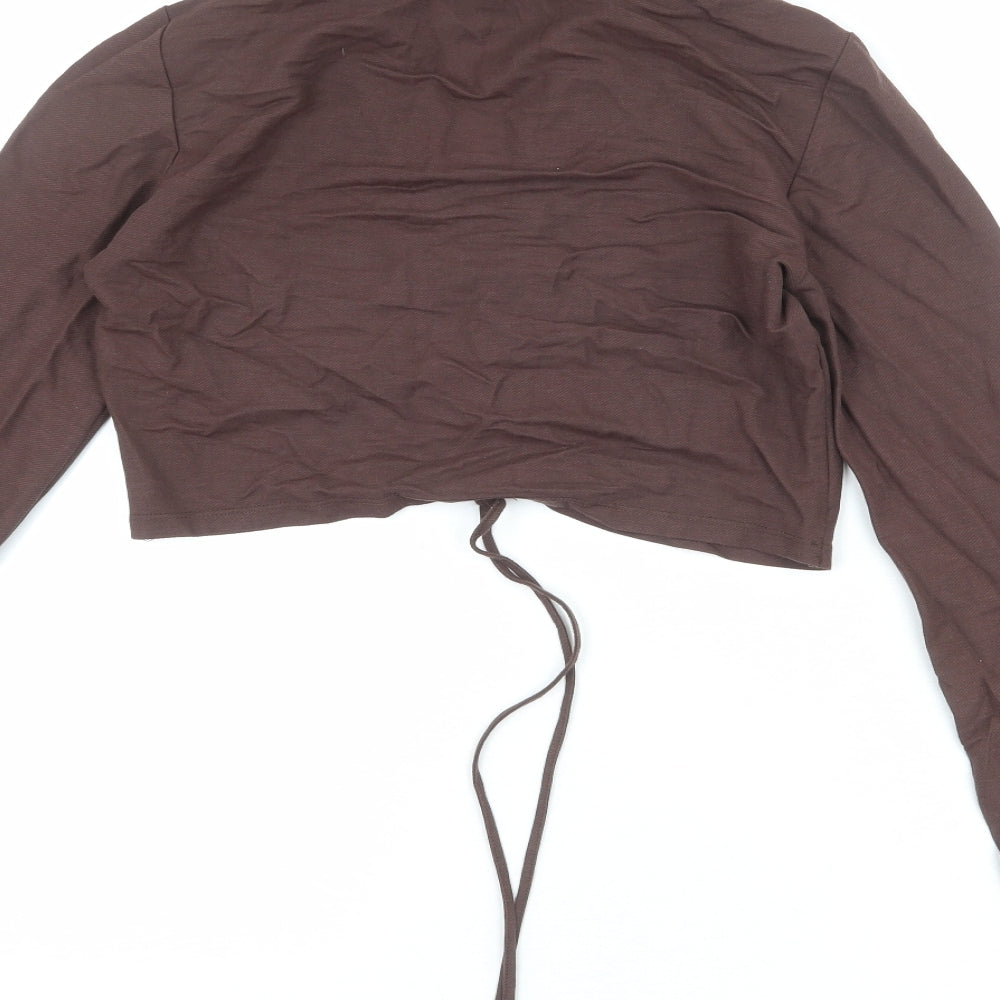 Womens UK Size M Zara Brown Cropped T-Shirt