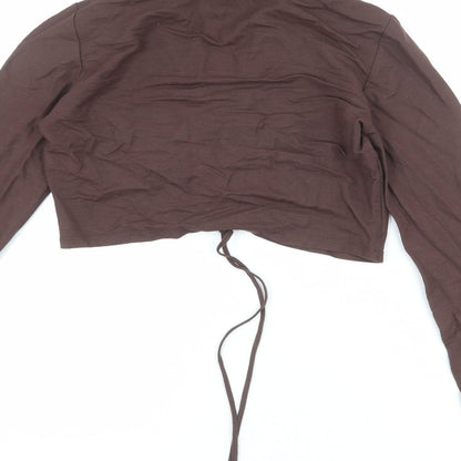 Womens UK Size M Zara Brown Cropped T-Shirt