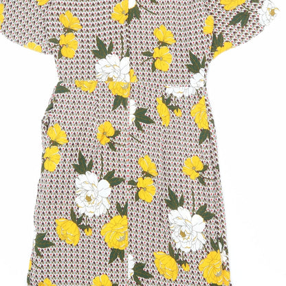 Dorothy Perkins Womens Multicoloured Geometric Polyester Sheath Size 8 Roll Neck Zip - Floral Detail, Tie Front
