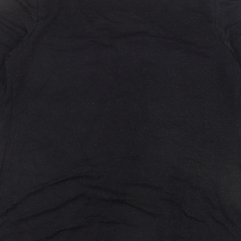 Bonmarché Womens Black Nylon Basic Blouse Size 12 V-Neck