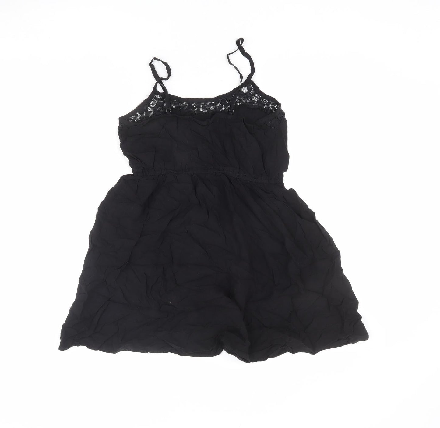 Divided by H&M Womens Black Viscose A-Line Size 12 Round Neck Pullover - Lace Detail