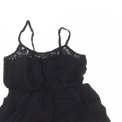 Divided by H&M Womens Black Viscose A-Line Size 12 Round Neck Pullover - Lace Detail
