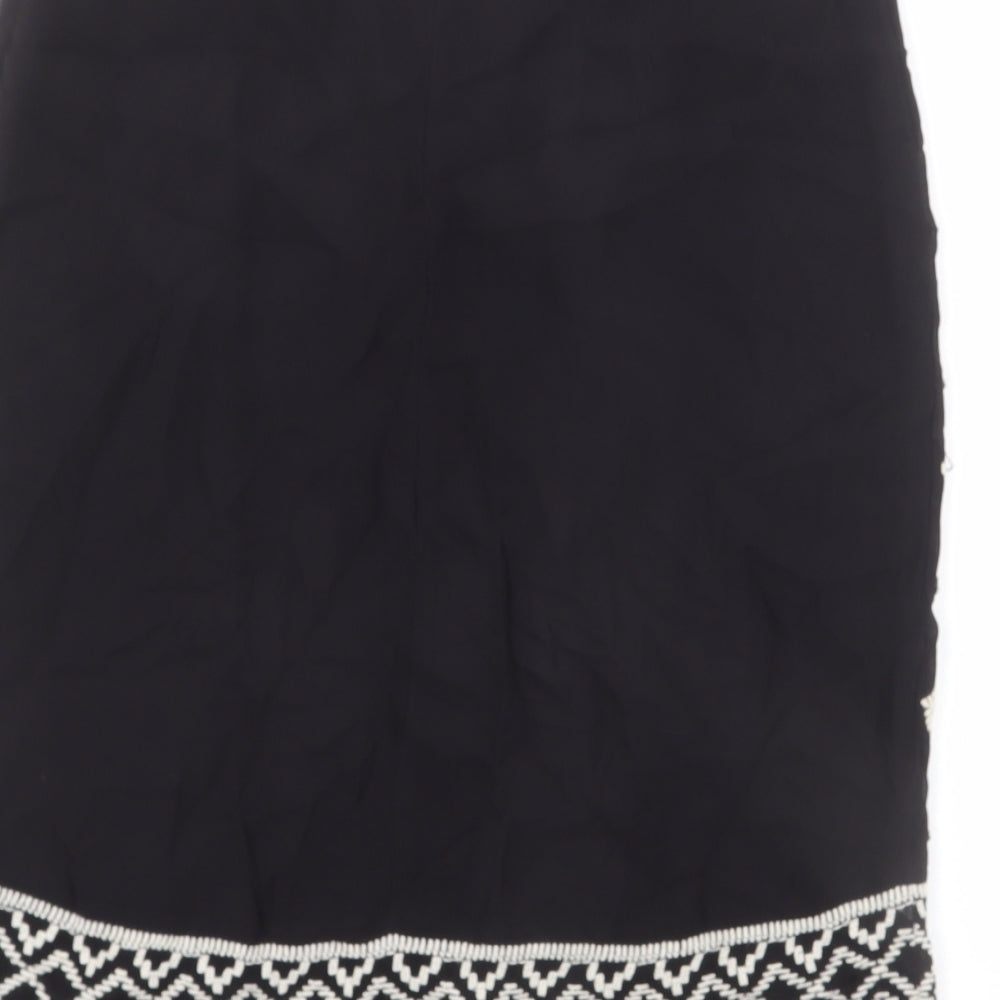 Monsoon Womens Black Geometric Viscose Straight & Pencil Skirt Size 10 Zip