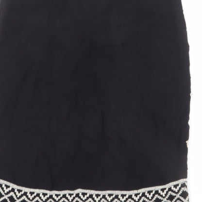 Monsoon Womens Black Geometric Viscose Straight & Pencil Skirt Size 10 Zip