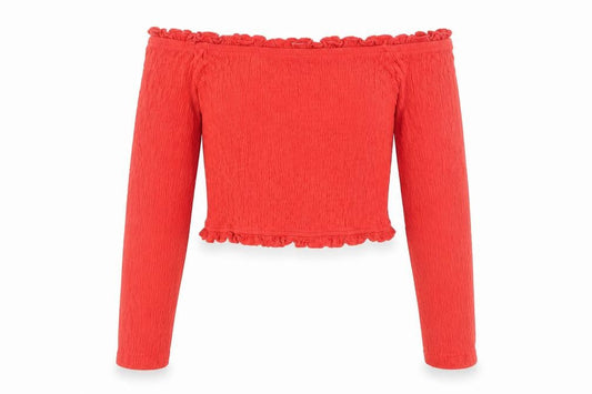 Womens UK Size 10 New Look Red Cropped T-Shirt