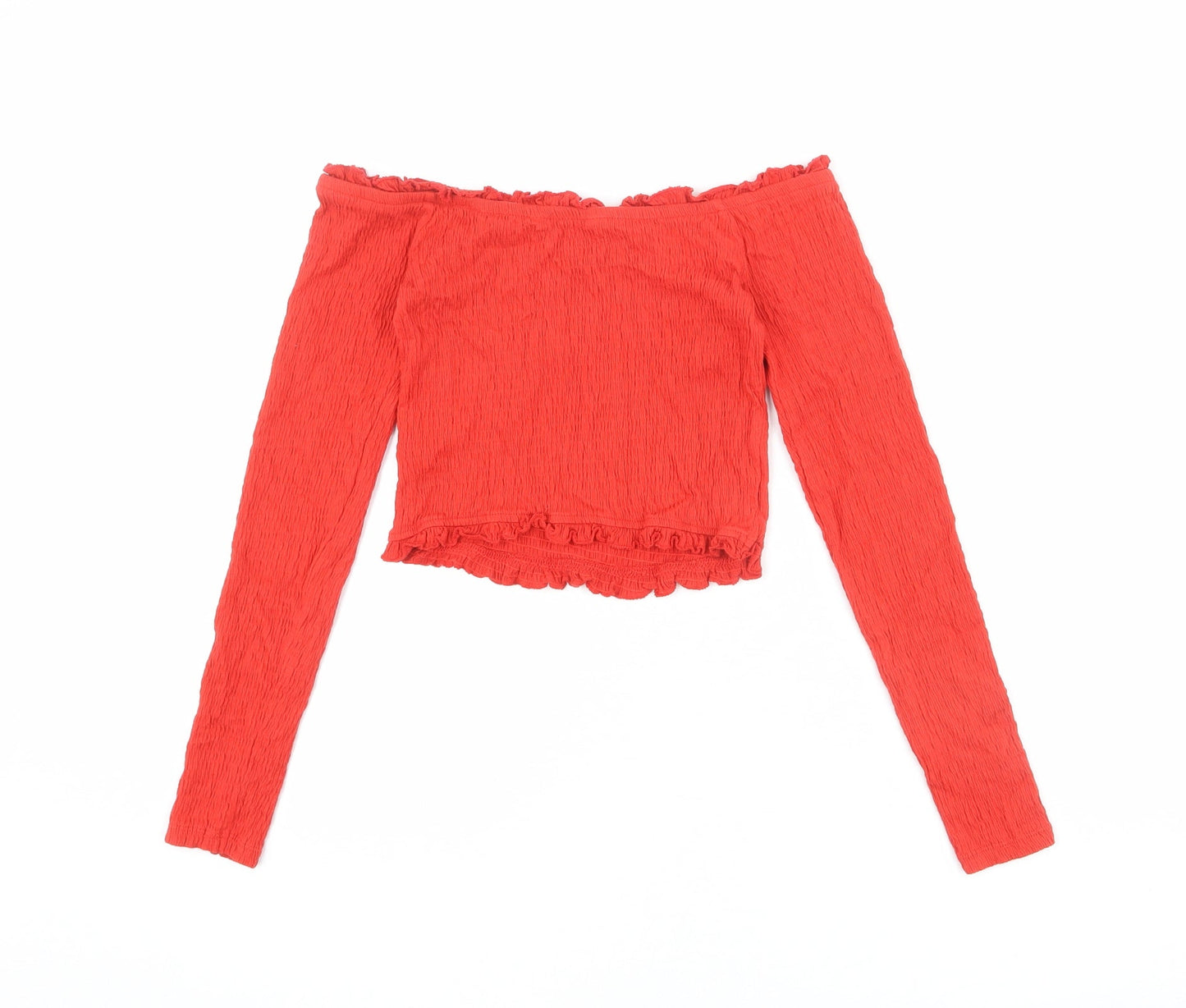 Womens UK Size 10 New Look Red Cropped T-Shirt