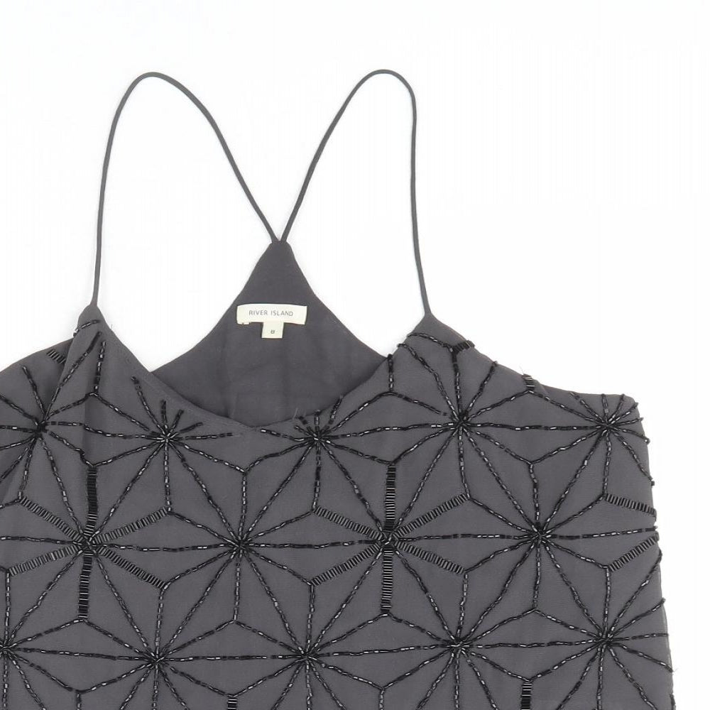 Womens UK Size 8 River Island Grey Camisole Tank