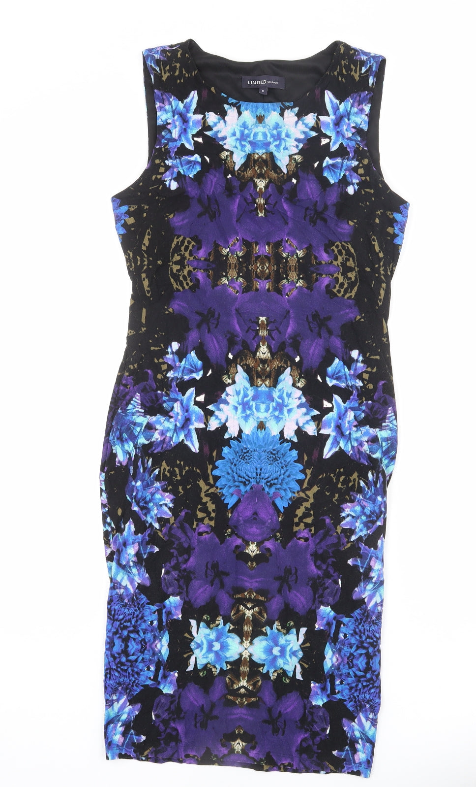 Limited Edition Womens Multicoloured Geometric Polyester Bodycon Size 8 Round Neck Pullover