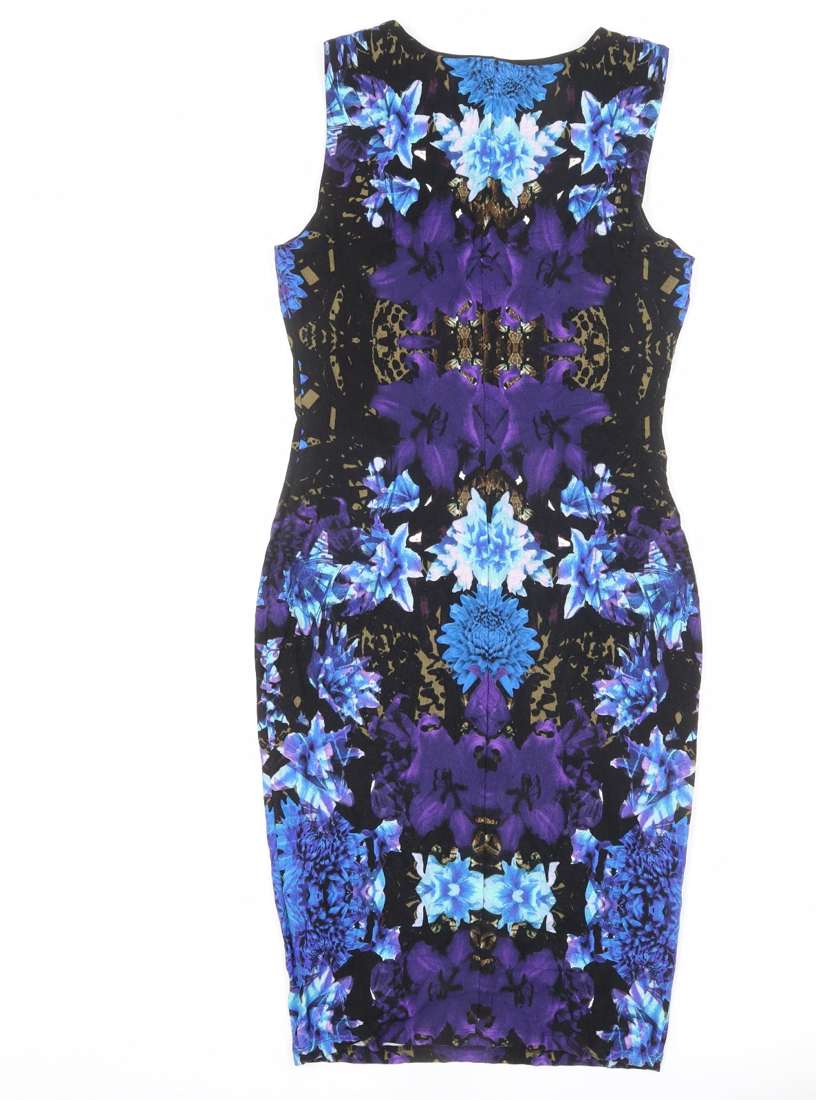 Limited Edition Womens Multicoloured Geometric Polyester Bodycon Size 8 Round Neck Pullover