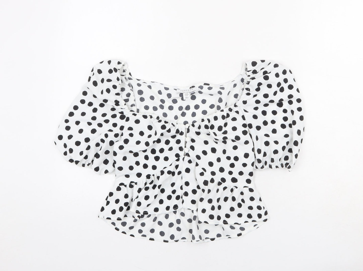 Womens UK Size 8 Topshop White Cropped Blouse