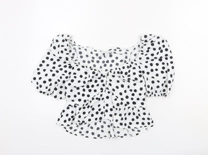 Womens UK Size 8 Topshop White Cropped Blouse