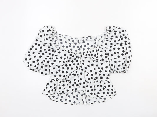 Womens UK Size 8 Topshop White Cropped Blouse