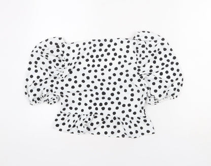 Womens UK Size 8 Topshop White Cropped Blouse
