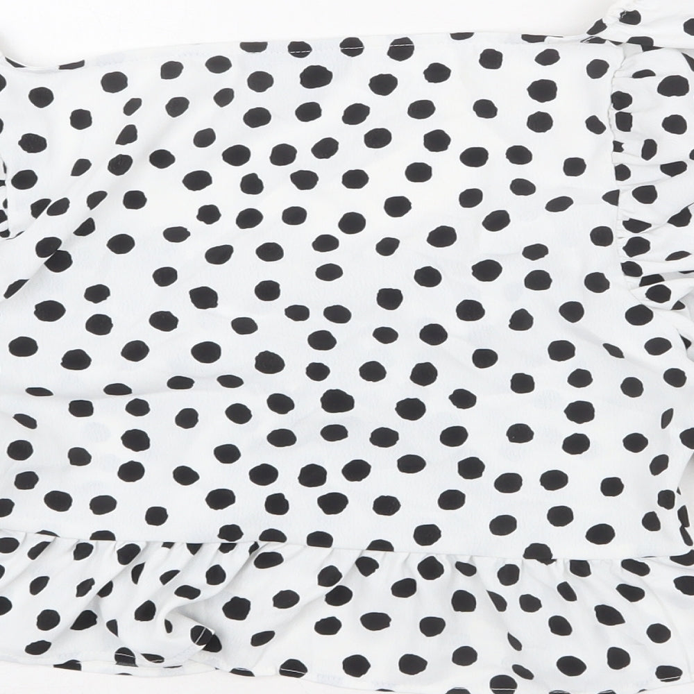 Womens UK Size 8 Topshop White Cropped Blouse