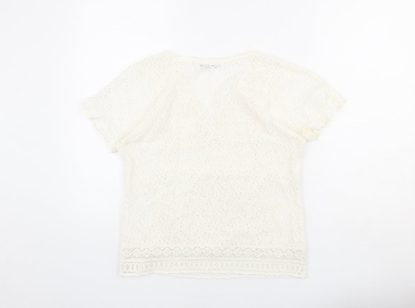 Womens UK Size S Mango Ivory Basic T-Shirt