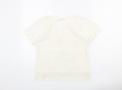 Womens UK Size S Mango Ivory Basic T-Shirt