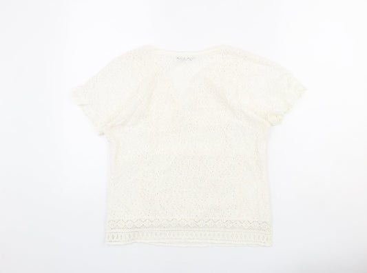 Womens UK Size S Mango Ivory Basic T-Shirt