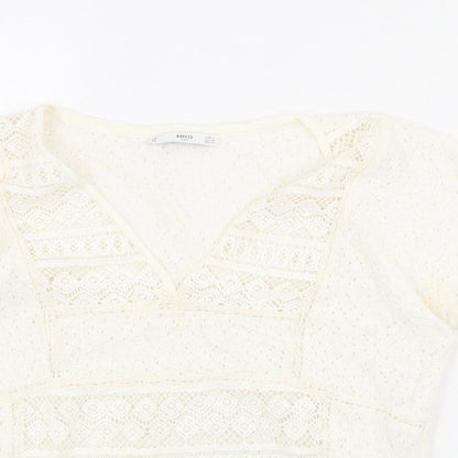Womens UK Size S Mango Ivory Basic T-Shirt