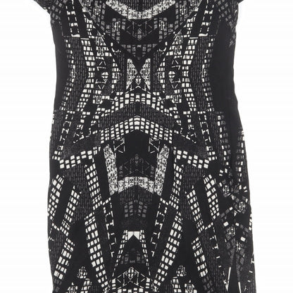 H&M Womens Black Geometric Polyester Bodycon Size M Round Neck Pullover