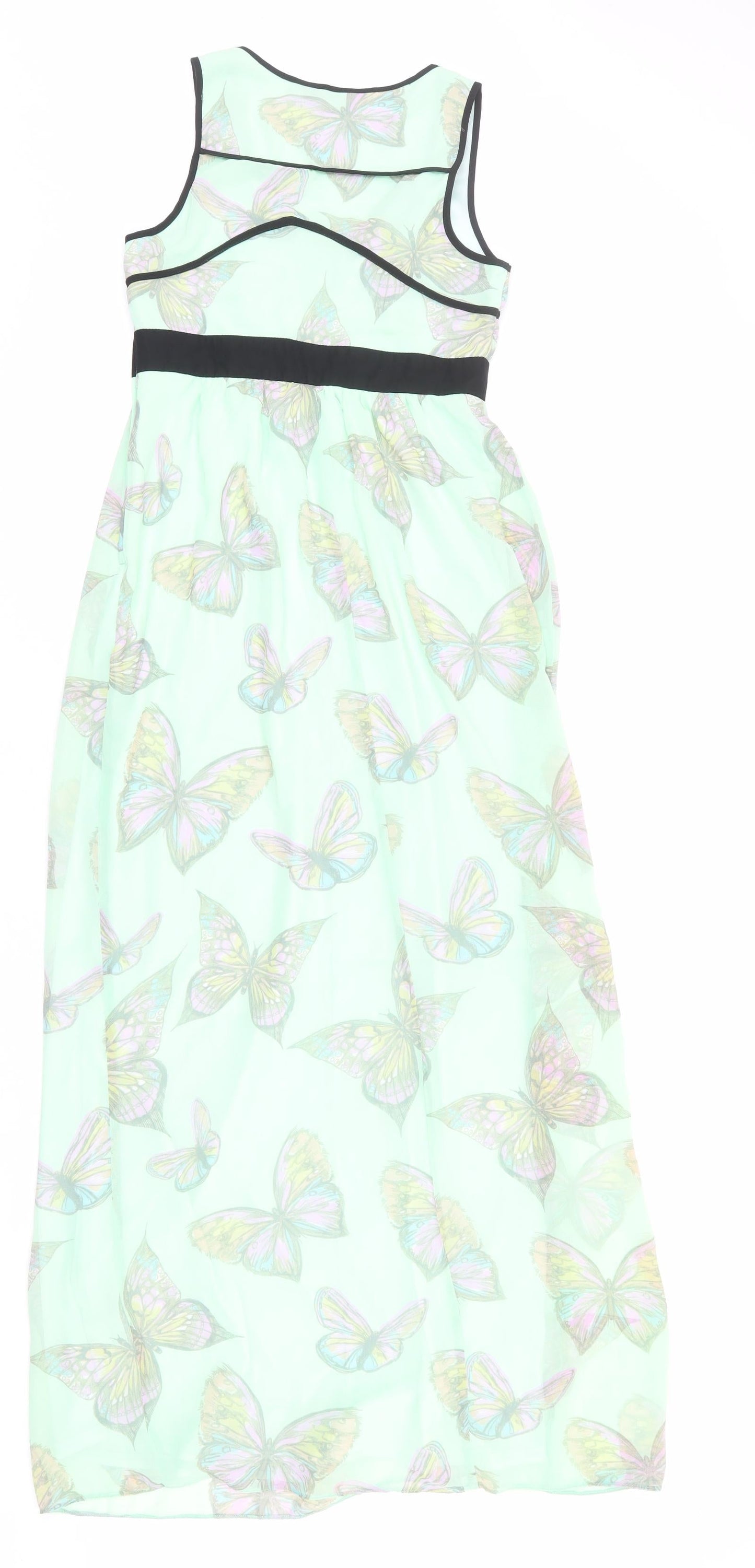 Dorothy Perkins Womens Green Geometric Polyester Maxi Size 8 V-Neck Zip - Butterfly Print