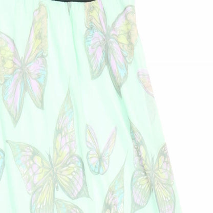 Dorothy Perkins Womens Green Geometric Polyester Maxi Size 8 V-Neck Zip - Butterfly Print