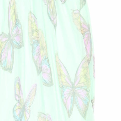 Dorothy Perkins Womens Green Geometric Polyester Maxi Size 8 V-Neck Zip - Butterfly Print