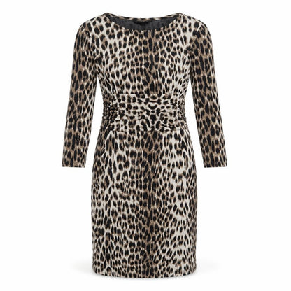 Dorothy Perkins Womens Beige Animal Print Viscose Sheath Size 8 Round Neck Pullover - Leopard Print