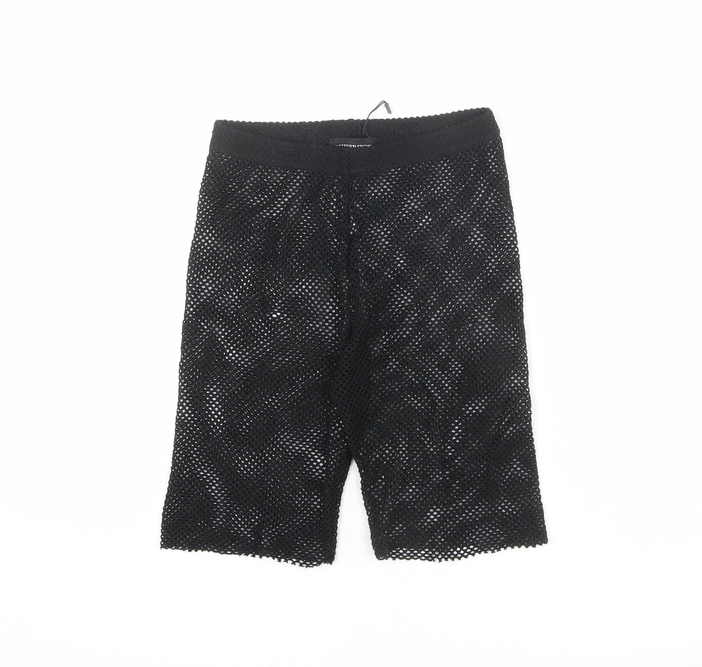 PRETTYLITTLETHING Womens Black Polyester Biker Shorts Size 24 in L8 in Regular Pull On