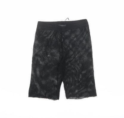 PRETTYLITTLETHING Womens Black Polyester Biker Shorts Size 24 in L8 in Regular Pull On