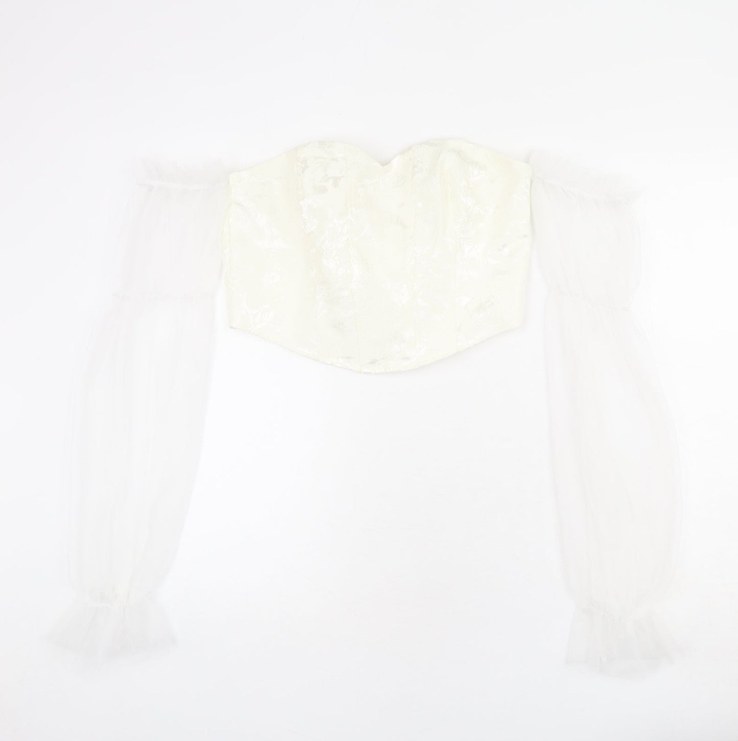 Womens UK Size L Urban Revivo Ivory Cropped T-Shirt