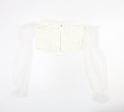 Womens UK Size L Urban Revivo Ivory Cropped T-Shirt
