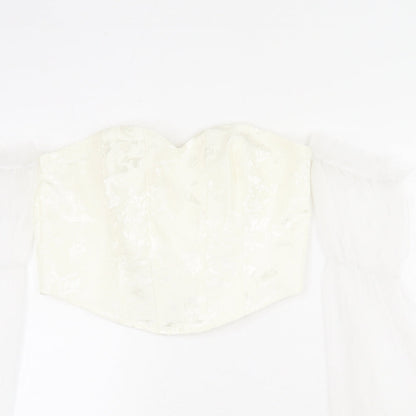 Womens UK Size L Urban Revivo Ivory Cropped T-Shirt